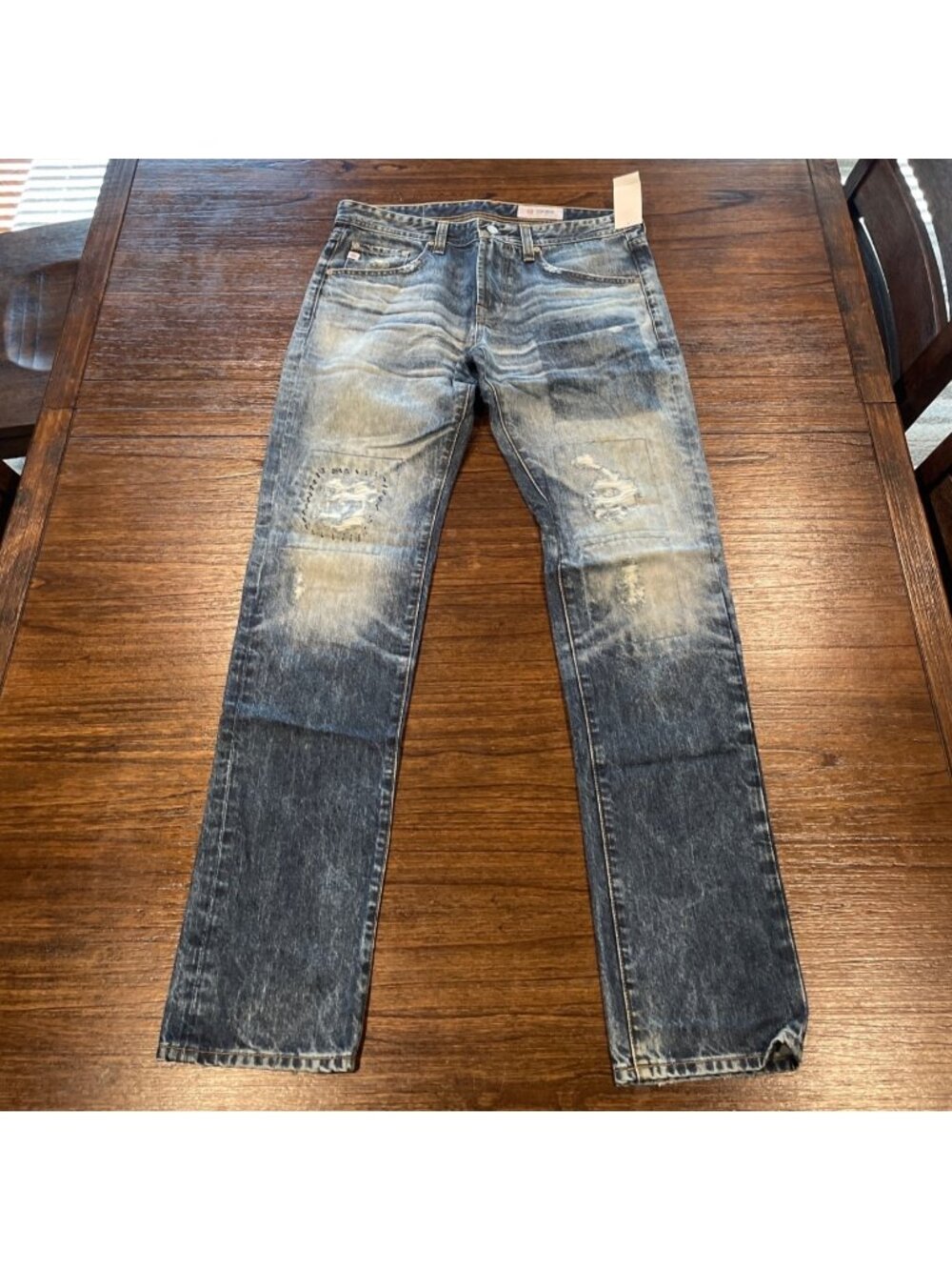 AG Slim Skinny Jean Mens 32x34 Faded Distressed Ripped Grunge AG-ED Denim